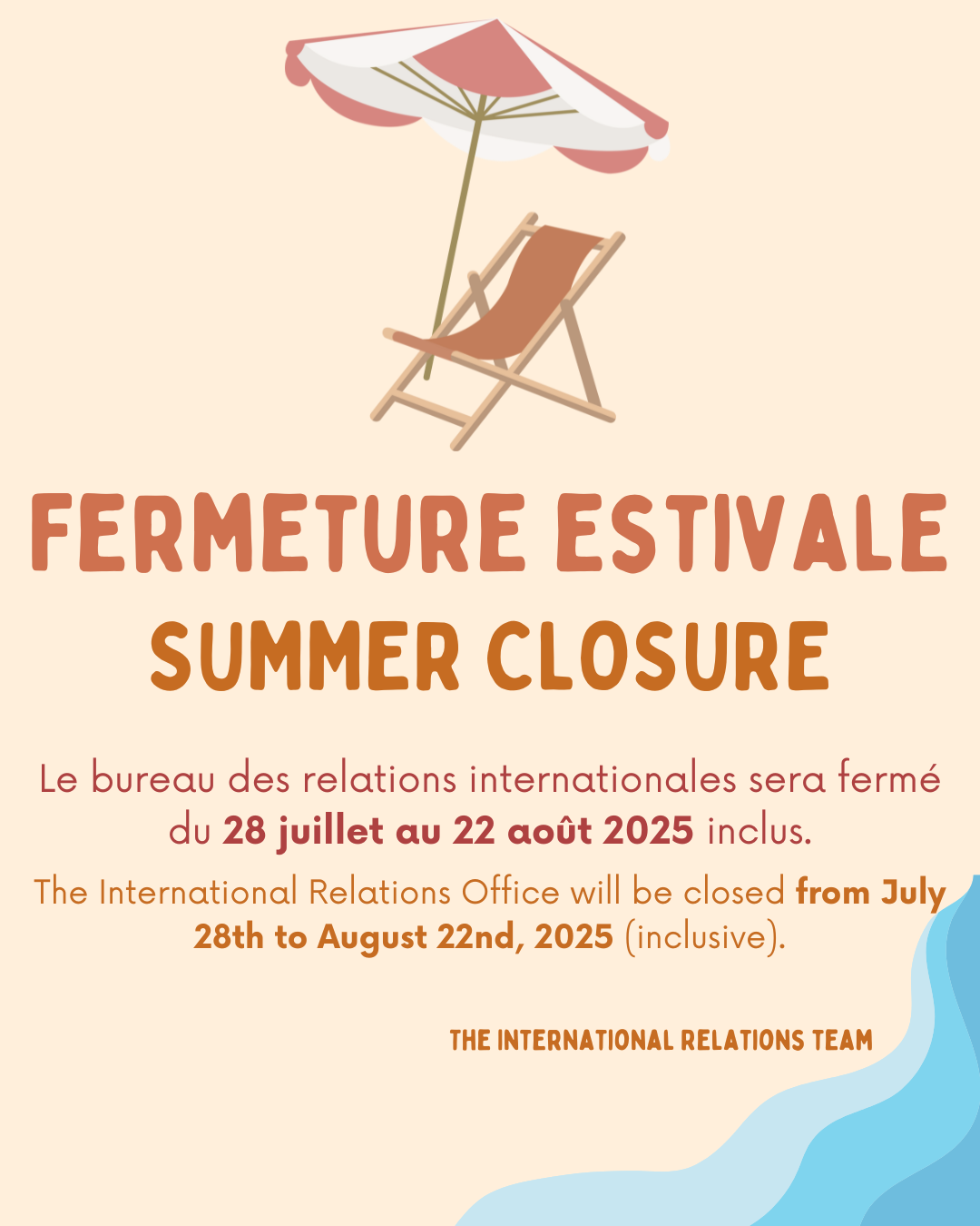 affiche mentionnant la fermeture du BRI