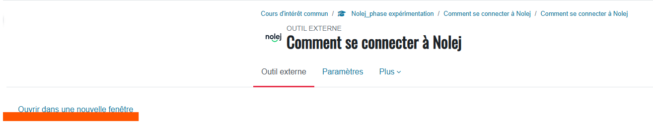 Cliquer sur ouvrir dans une nouvelle fenêtre