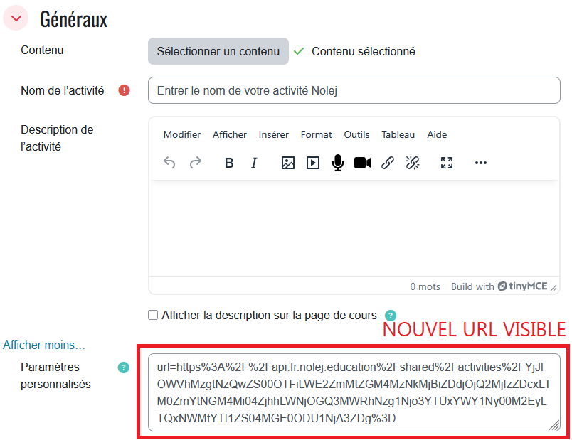 Nouvel URL visible